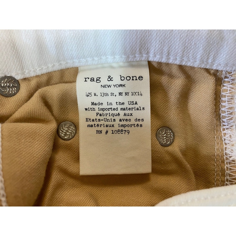 Rag & Bone The Dre in Aged Bright White Jeans Size 6/25 Made in USA - Picture 7 of 10